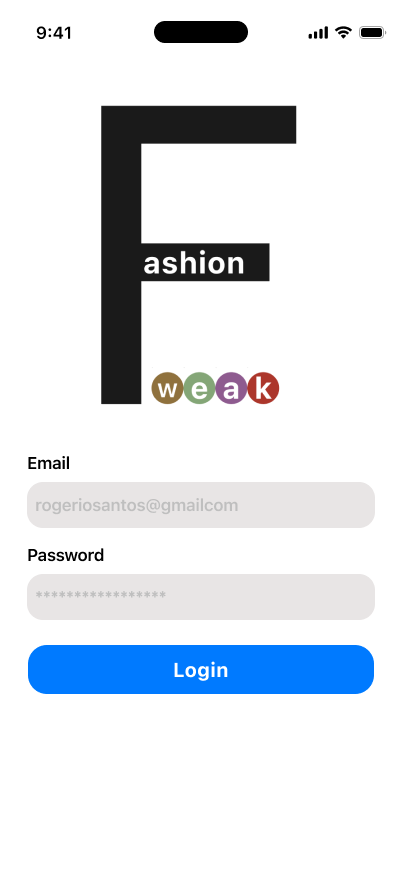Login screen